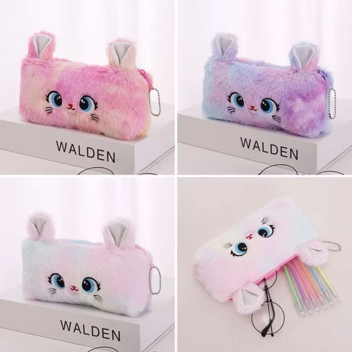 Cute%20Rainbow%20Gradient%20Color%20Cartoon%20Cat%20Plush%20Pen/%20Pencil%20Bag%20-%20Large%20Capacity%20Pencil%20Case%20Girl%20Stationery%20Storage%20Bag%20-%20Image%202