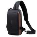 Anti-theft Travel Bag Male USB Charging Chest Bag Pack Multifunction Patent Leather Chest Bag Men Waterproof Men Crossbody Bag. 