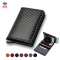 Carbon Fiber Credit Card Holder Wallets Men Brand Rfid Black Magic Trifold Leather Slim Mini Wallet Small Money Bag Male Purses.