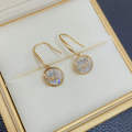 Korean Style Crystal Earrings Round Sparkling Imitated Diamond Gold Plated Hanging Earrings for Women Luxury Fashion Elegant Drop Earrings. 