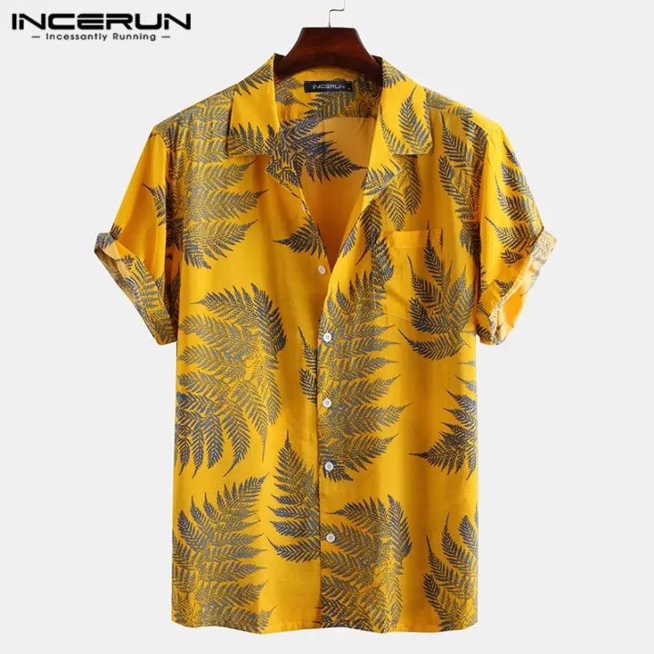 INCERUN%20Men%20Short%20Sleeve%20Lapel%20Printed%20Shirt%20Tropical%20Leaf%20Pattern%20Floral%20Shirt%20Casual%20Summer%20Hawaiian%20Holiday%20Camisa%20Tops%20S-5XL%20-%20Image%202