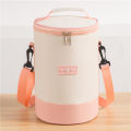 New cylindrical insulated bag shoulder strap round multi-layer lunch box bag for office workers going to school hand-held crossbody bento bag.