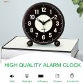 Alarm Clock Luminous 4 inchRound Silent Analog Table Clock Non-Ticking,Battery Operated with Loud Alarm for Bedroom.