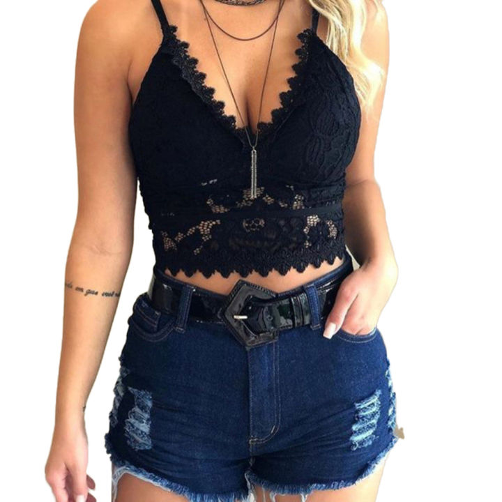 Women%20Adjustable%20Straps%20Lace%20Padded%20Brassiere%20Crop%20Top%20Vest%20-%20Image%202