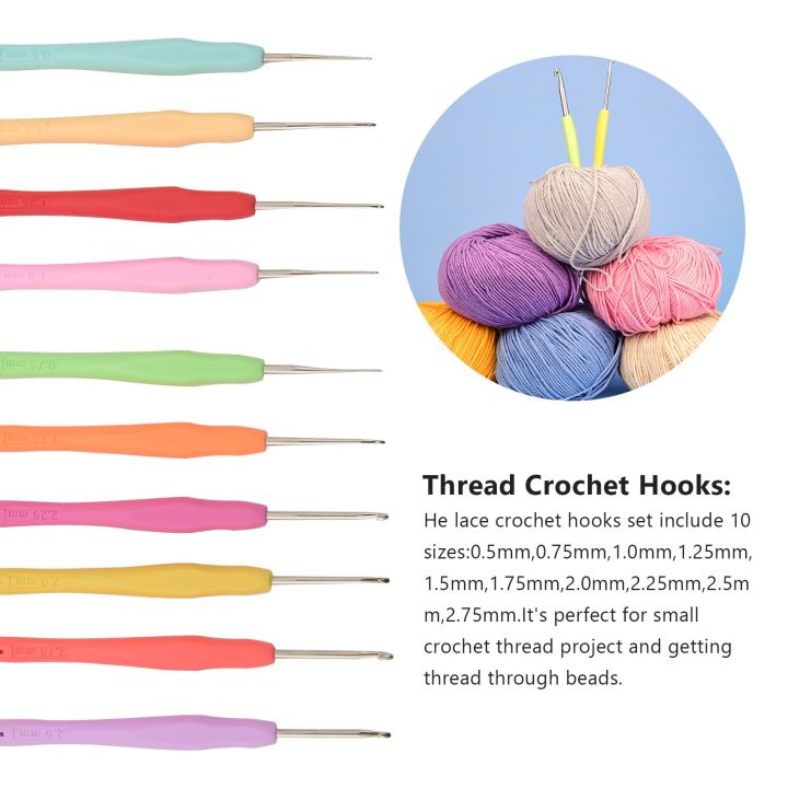 10Pcs%20Small%20Size%20Lace%20Crochet%20Hooks%20(0.5-2.75mm),%20Ergonomic%20Crochet%20Hooks%20Set%20with%20Soft%20Grip%20Handle%20for%20Thread%20-%20Image%208