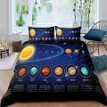 Solar System Duvet Cover Set Twin King Microfiber Outer Space Galaxy Bedding Set Universe Planet Astronomy King Size Quilt Cover. 