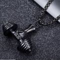New Fashionable Dumbbell pendant men Gym Bodybuilding Weight Lifting Jewelry Charm Fitness For Men's Necklace.