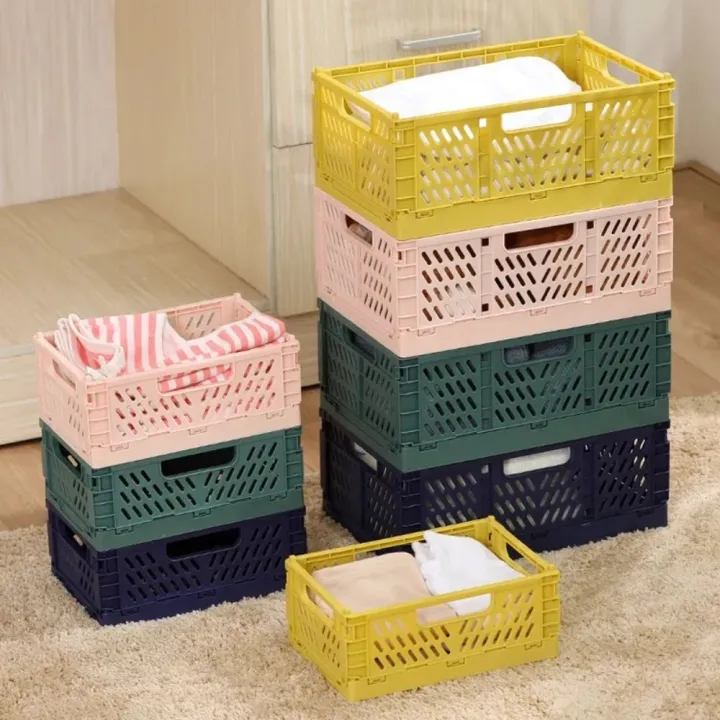 Practical%20Collapsible%20Foldable%20Storage%20Crate%20Stackable%20Drawer%20Organizer%20Case%20Plastic%20S/M/L%20Storage%20Baskets%20Kitchen%20-%20Image%204