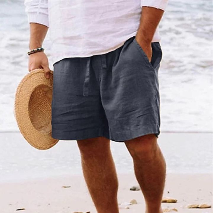 New%20Men's%20Linen%20Short%20Shorts%20Drawstring%20Pants%20Male%20Men%20Summer%20Cotton%20Breathable%20Solid%20Color%20Shorts%20Trousers%20Clothing%20Streetwear%20-%20Image%208