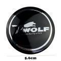 【Toy life hall】4Pieces Car Wheel Rim Center Sticker Decoration for Wolf Logo Tire Hub Cap Emblem Accessories for Focus Kuga Ecosport Ranger Mustang Everest. 