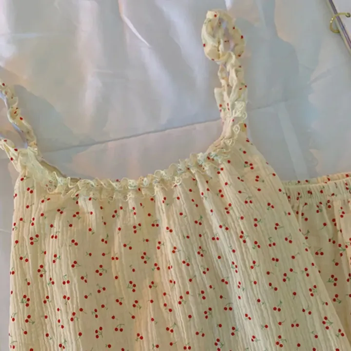 Women's%20Pajamas%20Summer%20Thin%20Sleeveless%20Tank%20Top%20Shorts%20Suit%20Korean%20Style%20Solid%20Color%20Floral%20Sweet%20Home%20Wear%20Can%20Be%20Worn%20outside%20-%20Image%203