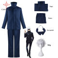Anime Jujutsu Kaisen - Gojo Satoru Cosplay Costume White Grey Wig Boys Men School Uniform Suit Carnical Role-playing Props. 