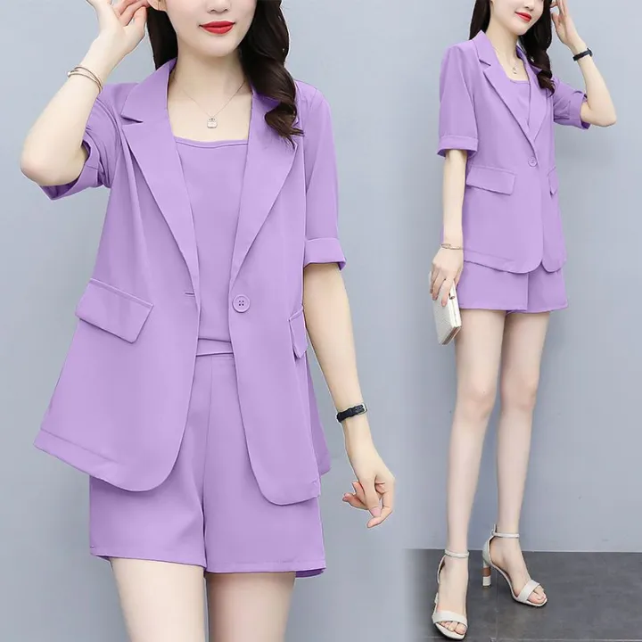 Three-Piece%20Suit%20for%20Fat%20Girls%20Coat%20Shorts%20Fashion%20Suit%20Simple%20Style%20Loose%20New%20Summer%20Large%20Size%20Women's%20Clothing%20-%20Image%208
