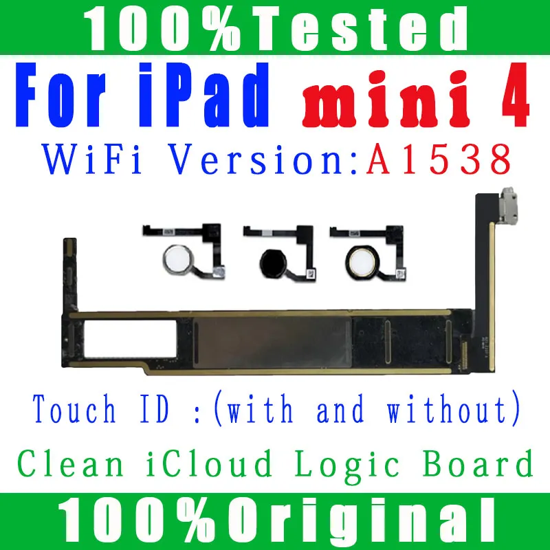 Mini 4 128GTouc Wi-Fi-Carte mère débloquée pour iPad Mini, Clean iCloud