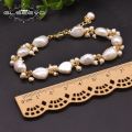 GLSEEVO Natural Baroque White Pearls Strand Bracelets For Women Gift Handmade Adjustable Charm Bracelet Luxury Jewellery GB0928.