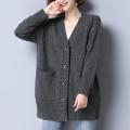 Autumn Winter Long All-match Fashion Women Sweater Coat Pockets Button Long Sleeve V-Neck Warm Loose Solid Casual Knit Cardigans. 