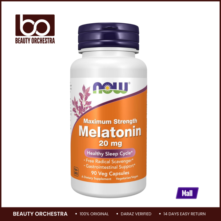 NOW Melatonin Maximum Strength 20 mg - 90 Veg Capsules