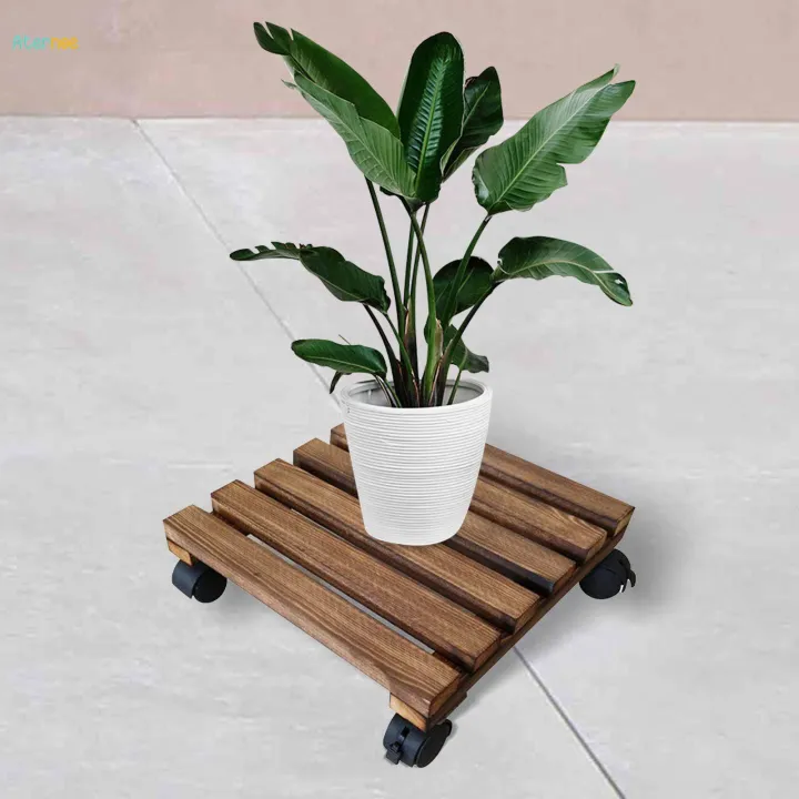 Plant Stand Roller Flower Plant Pot Holder 30x30cm Wooden Anti Scratch Planter Tray Planter Stand Base for Room Home Patio Heavy Trash Cans.