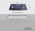 EG-B712G Gazi Smiss Gas Stove Glass Body Three Burner  - Auto Ignition Blue Flame LPG Gas Compatible.. 