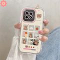 Art Graffiti Lucky Cartoon Animal Bear Cute Rabbit Cat Case Compatible for IPhone 11 15 13 14 12 Pro Max XR 7Plus XS Max X 15 14 7 8 Plus Luxury Bracelet Make Up Mirror Case.