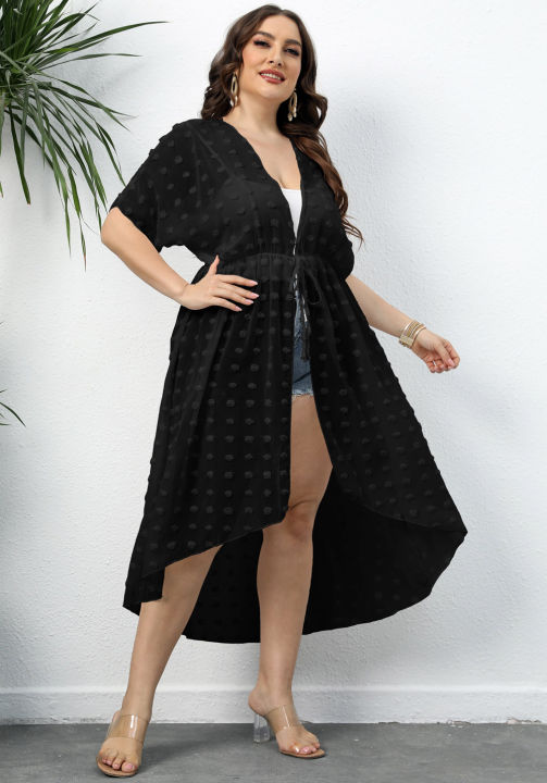 2022 New Women Plus size Beach Dress Cover Up Large big Black White Swimsuit Bikini Beachwear Bathing Cover Ups For Female