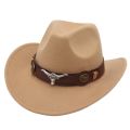 Western Men's Cowboy Hat for Women 2024 Winter Autumn Black Wide Brim Bull Head Cowboy Man Felt Hats Jazz Cowgirl Caps.
