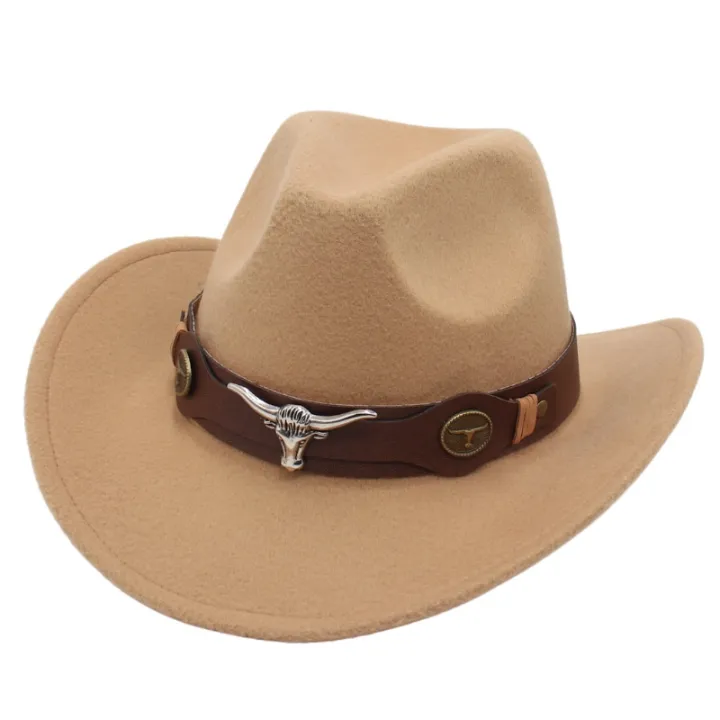 Western%20Men's%20Cowboy%20Hat%20for%20Women%202024%20Winter%20Autumn%20Black%20Wide%20Brim%20Bull%20Head%20Cowboy%20Man%20Felt%20Hats%20Jazz%20Cowgirl%20Caps%20-%20Image%202