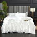Silk Bedding Set with Duvet Cover Bed Sheet Pillowcase Luxury Satin Bedsheet Solid Color Double Single King Queen Full Twin Size. 