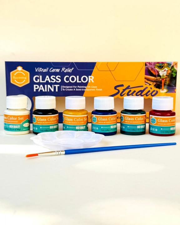 Keep Smiling Glass Color Studio Set of 6 Color 25ml +Free Brush