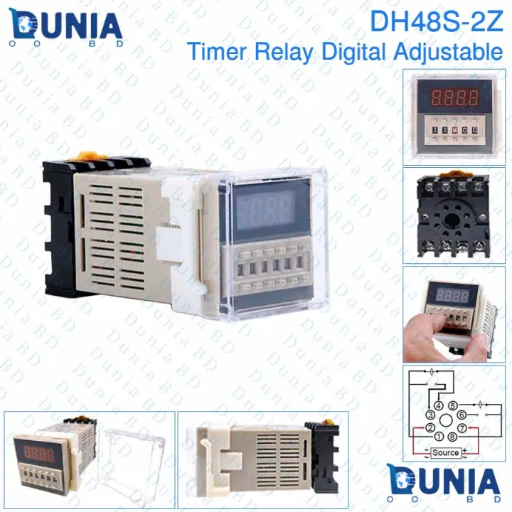 DH48S-2Z Digital Display Time Delay SPDT Timer Relay Cycle Control Device With Socket Base