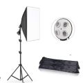 Professional 4-in-1 E27 Lamp Holder Studio Softbox Light Kit (Black) with 60x60cm Stand Included for Lighting Mastery. 