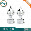 Single Curtain Decor Aluminum Pipe Support And Crystal Pipe Cap Full Set For 1 Inch Pipe. 