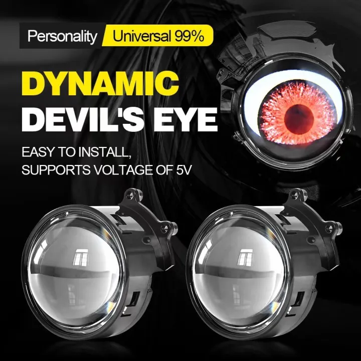 2pcs%203%20Inch%20Car%20LED%20Devil%20Eyes%20Demon%20Evil%20Eye%20Lenses%2012V%20For%20Car%20WIFI%20Control%20Eyes%20Retrofit%20Kits%20Fitting%20Auto%20Light%20Accessories%20-%20Image%202