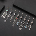 PantiesPantiesHeart Dangled Belly Button Rings Belly Piercing Ombligo Stainless Steel Navel Barbell Planet Moon Navel Piercings for Women. 