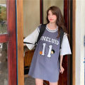 Fake Two Pieces Basketball WearTT-shirt Women's2022New Jersey Student Korean Style Loose Mid-Length Half Sleeveins-. 