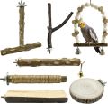 7Pcs Natural Wooden Bird Perch Set – Parrot Perch Toys, Wooden Perch Swing, Cage Accessories for Budgies, Cockatiels, Lovebirds, Finches, and Other Small to Medium Birds. 