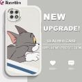 Jizetin for Samsung A22 5G Back Cover Cartoon Happy Playmate Lambskin Texture PU Leather Back For Girls Boys Soft Phone Case.