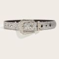 M2EA Goth for rhinestone Belts Women PU Leather Strap for rhinestone Belts Western Cowboy Y2K Girls Fashion Belt for Jeans Men.