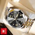 OLEVS 9931 Quartz Watch for Men Solid Stainless Steel Strap Rhombus Design Fashion Wristwatch Men's Waterproof Watch.