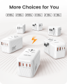 LENCENT 140W Universal Travel Adapter, International Plug Adaptor, GaN Fast Charger with 3 Type C+1 USB A, All in One Travel Essentials, Worldwide Outlet Converter for US to European EU UK AUS, Black.