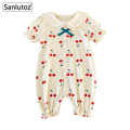 (New) baby girls cute cherry jumpsuits summer short sleeve newborn girls rompers cotton infantils clothes. 