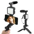 AY-49 Phone Vlog Tripod Vlogging Kits Live Selfie Fill Light Integration with Remote Control Microphone Light Light. 