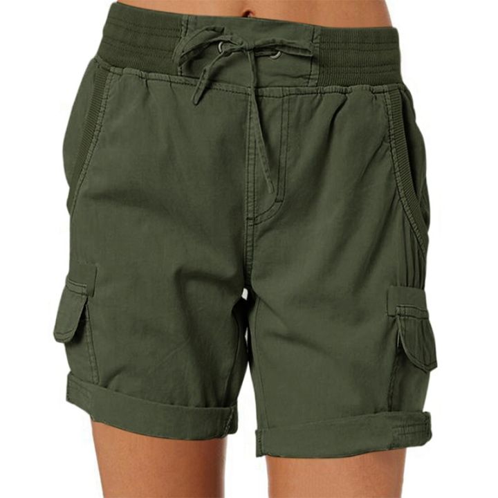 Women%20Shorts%20Cargo%20Pants%20Shorts%20Elastic%20Waist%20Short%20Pants%20Cotton%20Linen%20Pocket%20Summer%20Beach%20Solid%20Color%20Sliming%20Comfot%20Breathable%20-%20Image%203