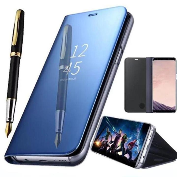 Clear View Mirror Leather Flip Cover for Samsung S6 EDGE- Black