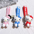 Kawaii Sanrio Hello Kitty Keychain Kawaii SanrDoll Cute Kitty Pvc Key Chain Soft Rubber Car Key Ring Women Bag Pendant Girl Gift.