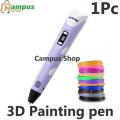3D Painting pen Three-color supplies Crafting Doodle Drawing Arts Printer PLA/ABS Filaments Kid Gift Pink 1Pc. 