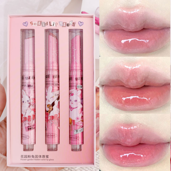 Glitter%20Clear%20Solid%20Lip%20Gloss%20Pink%20Mirror%20Lipstick%20Pen%20Watery%20Jelly%20Moisturizing%20Lip%20Tint%20Love%20Heart%20Shape%203pcs/set%20-%20Image%202