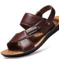 Summer Men Leather Sandals Classic Mens Shoes Beach Slippers Soft Sandals Male Roman Sandal Comfortable Outdoor Walking Footwear.