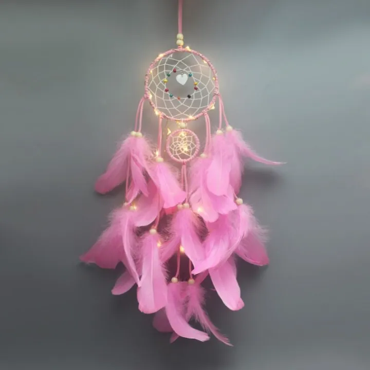 Dream%20Catcher%20with%20lamp%20pendant%20Feather%20Fairy%20LED%20Light%20Wall%20Hanging%20Bedroom%20Decor%20Ornament%20Gift:%20Pink,%20Purple%20and%20Blue%20-%20Image%204