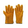 A pair / set of fire-resistant and durable leather welder gloves for welding metal hand tools, heat-resistant work safety gloves. 